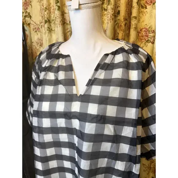 NWT! Madewell Black and White Bubble Sleeve Women's Top Size 4 - Picture 3 of 8